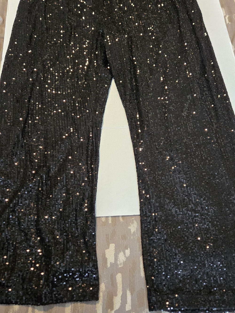 Nine West 2x Black Sequin Wide-Leg Pants